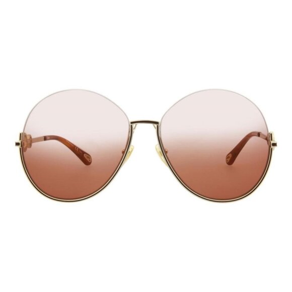 New Authentic Chloé Womens Round/Oval Gold Gold Orange Fashion Designer Sunglass - Picture 2 of 5